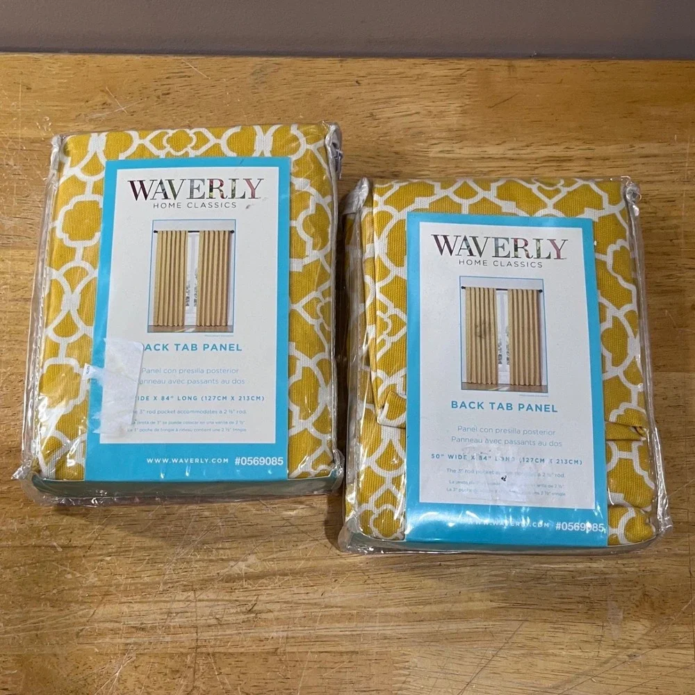 Waverly Home Classics Lovely Lattice Mimosa Yellow Curtains 50x84 2 Panels NEW